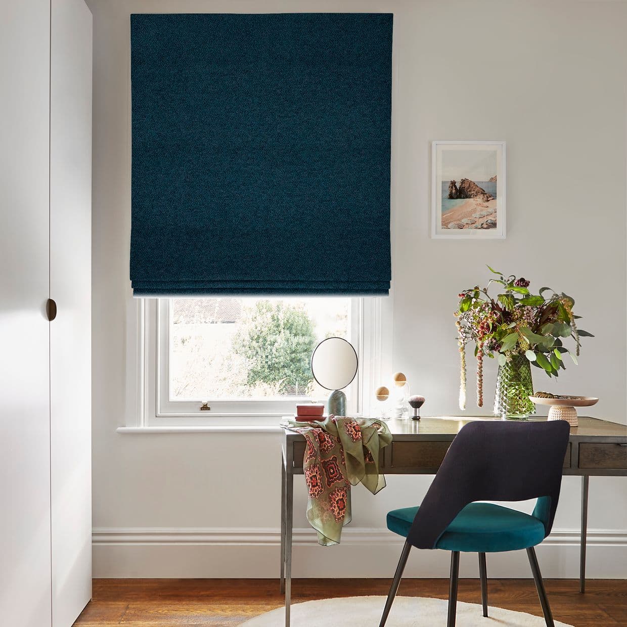 Soho Bouclé Indigo Roman blind