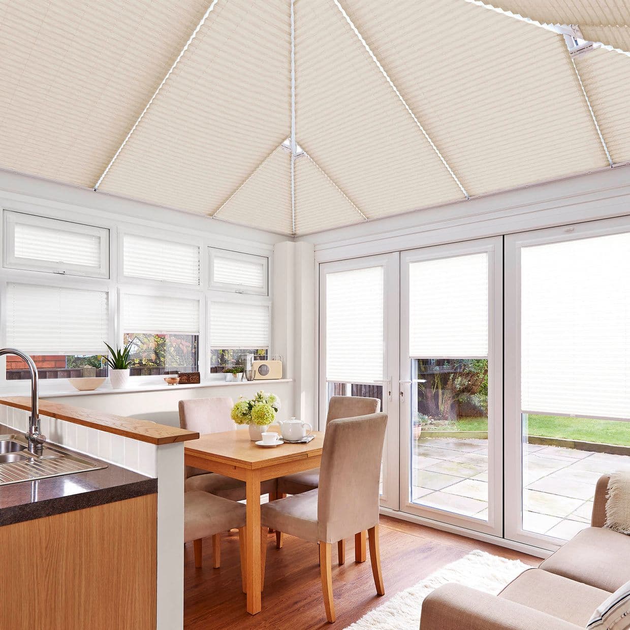 Malbec Cream Conservatory Roof Pleated Blind