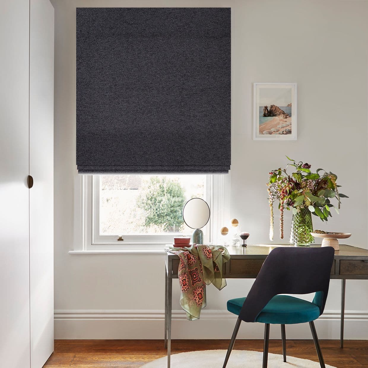 Soho Bouclé Charcoal Roman blind