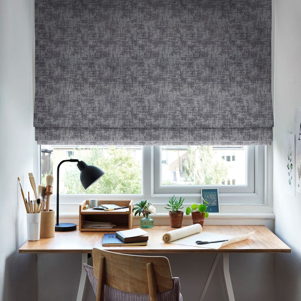 Dusk Charcoal Roman blind