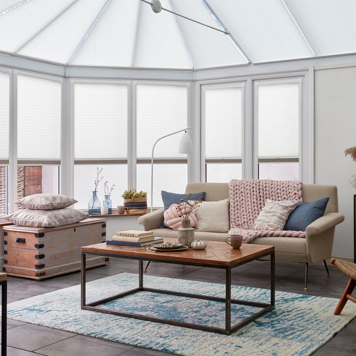 Midas White Conservatory Side Pleated Blind