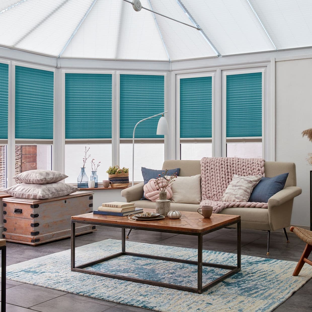Thermashade Turqoise Conservatory Side Pleated Blind