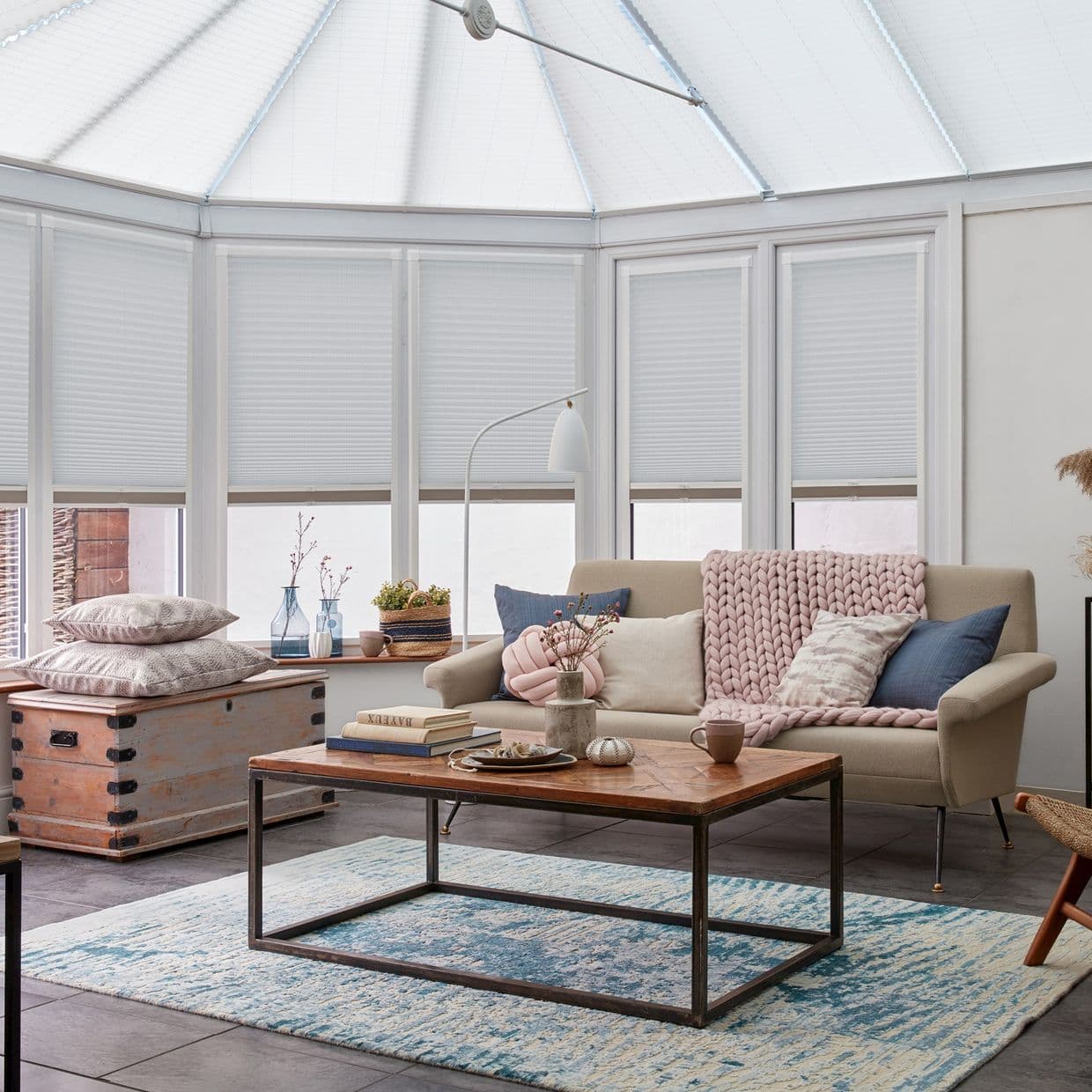 Lanbury Blackout White Conservatory Side Pleated Blind