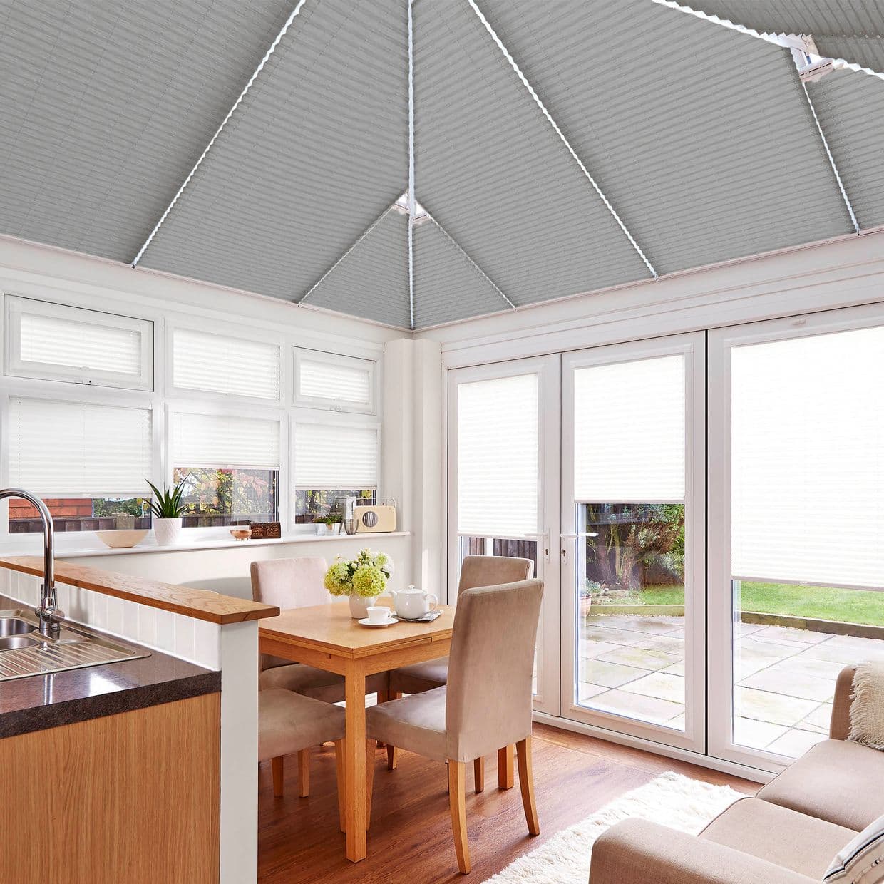 Grenoble Grey Conservatory Roof Pleated Blind