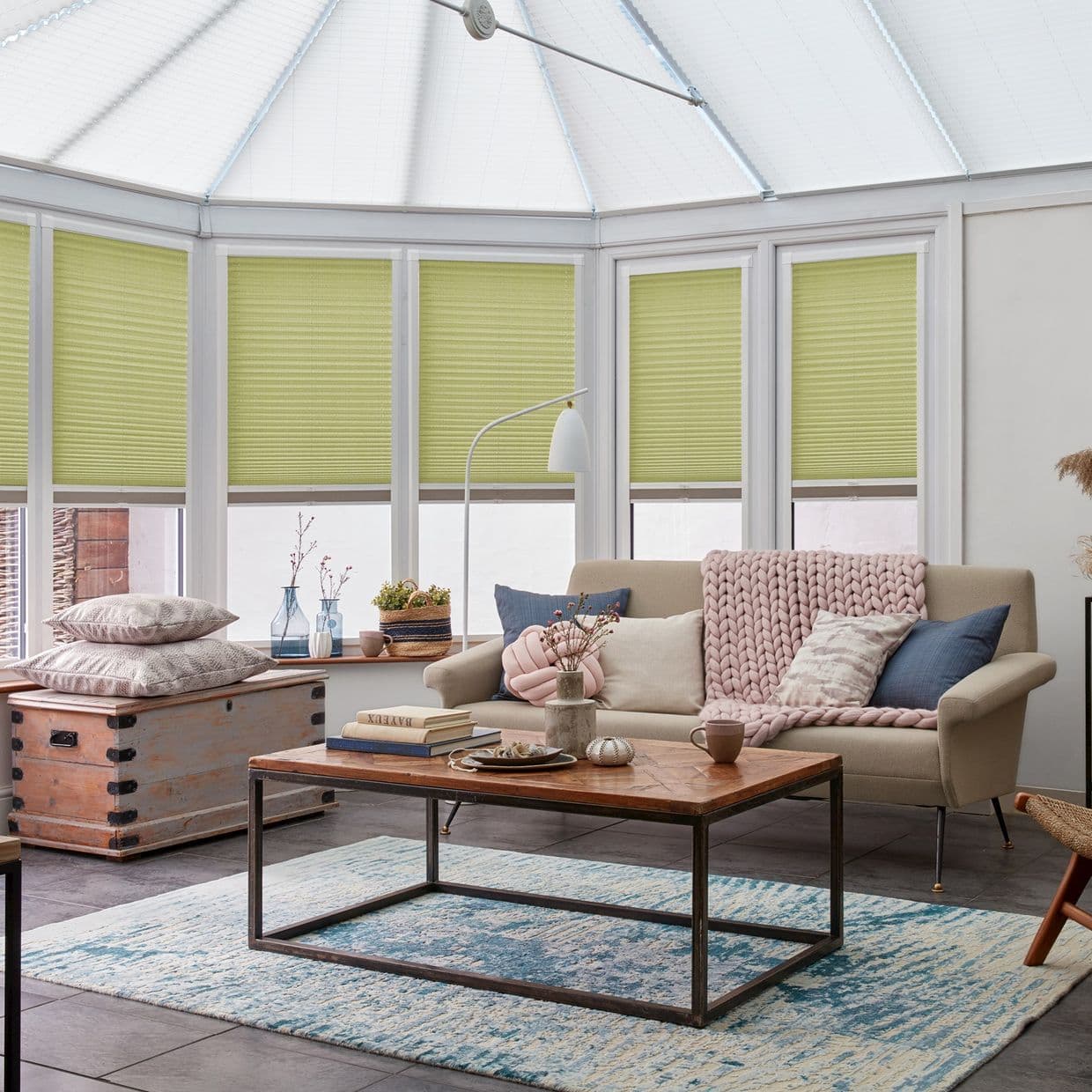 Thermashade Blackout Green Conservatory Side Pleated Blind