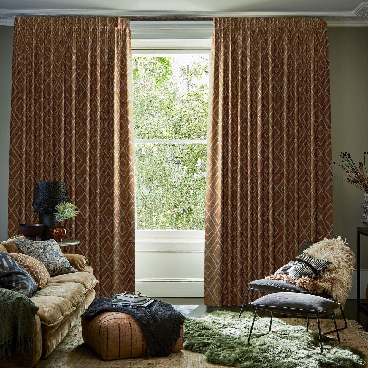 Oriel Sepia Curtain