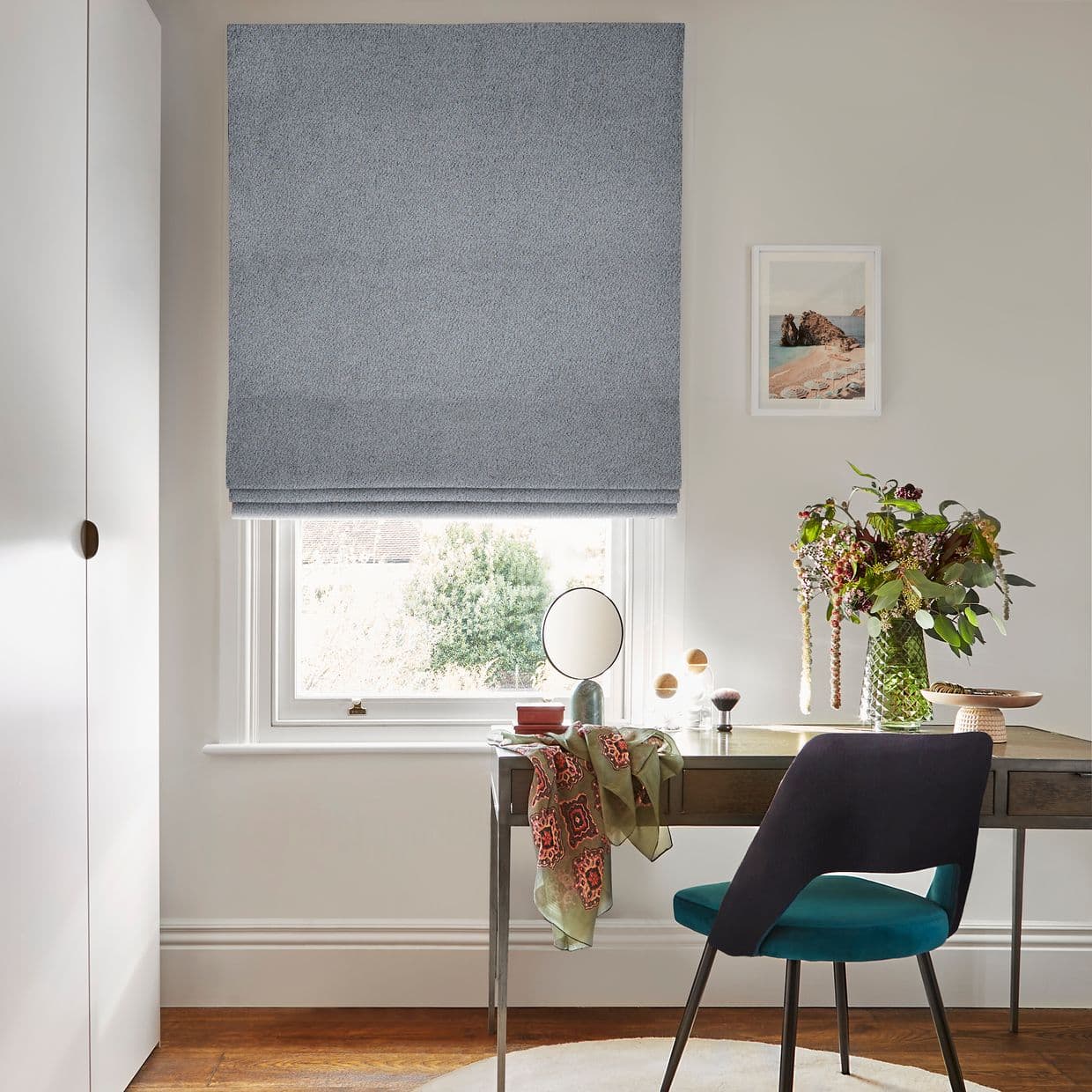 Soho Bouclé Cornflower Roman blind