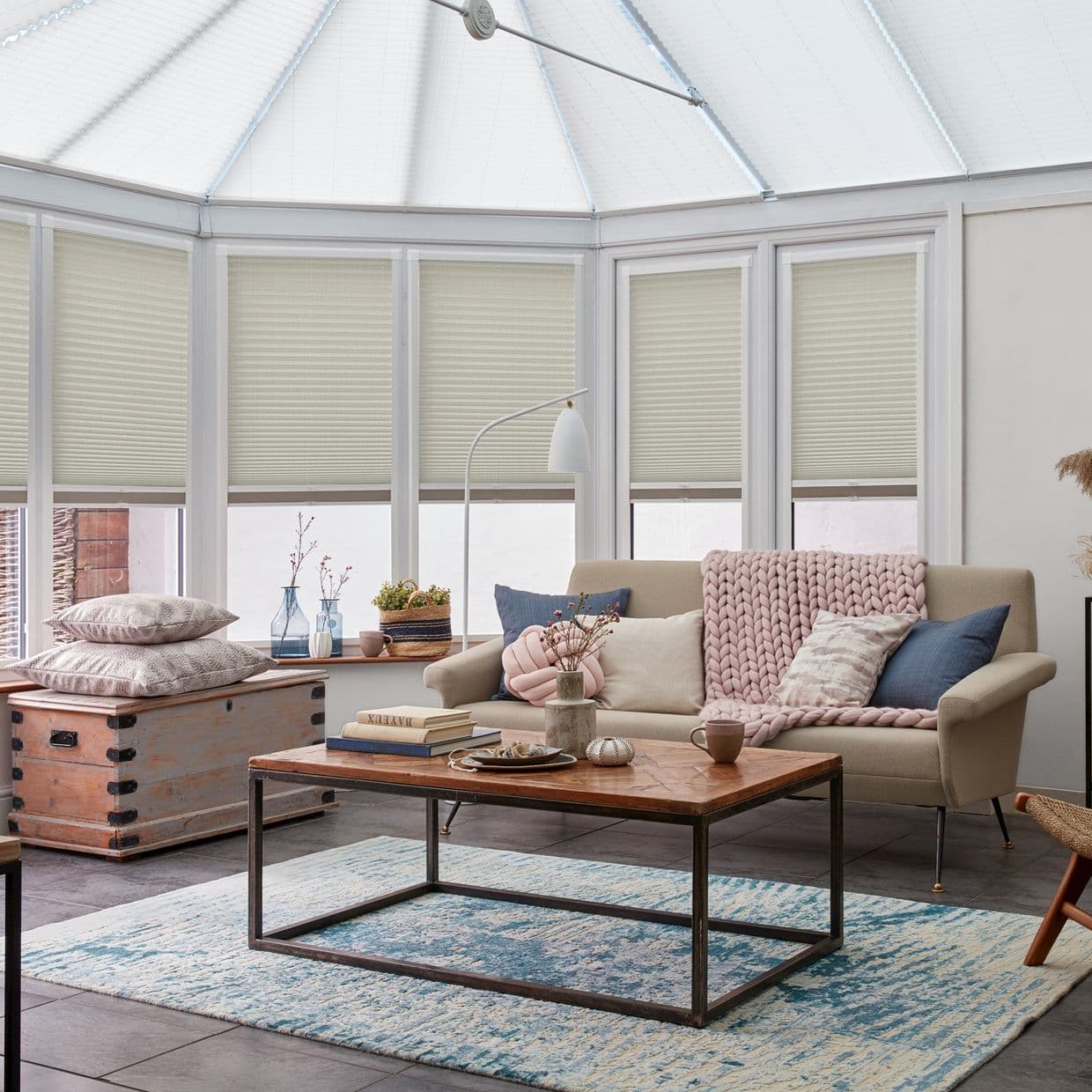 Thermashade Blackout Soft Beige Conservatory Side Pleated Blind