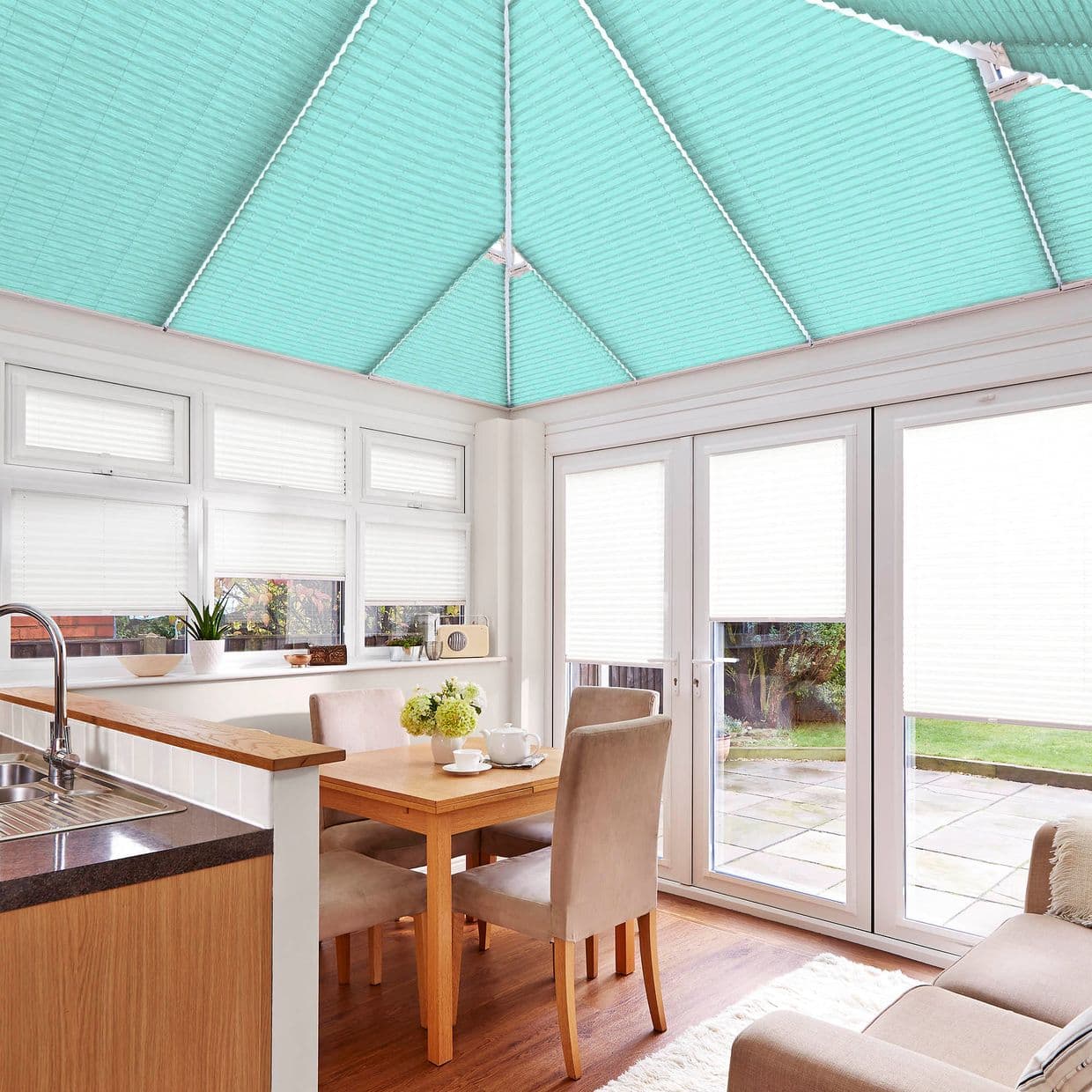 Bali Petrol Conservatory Roof Pleated Blind