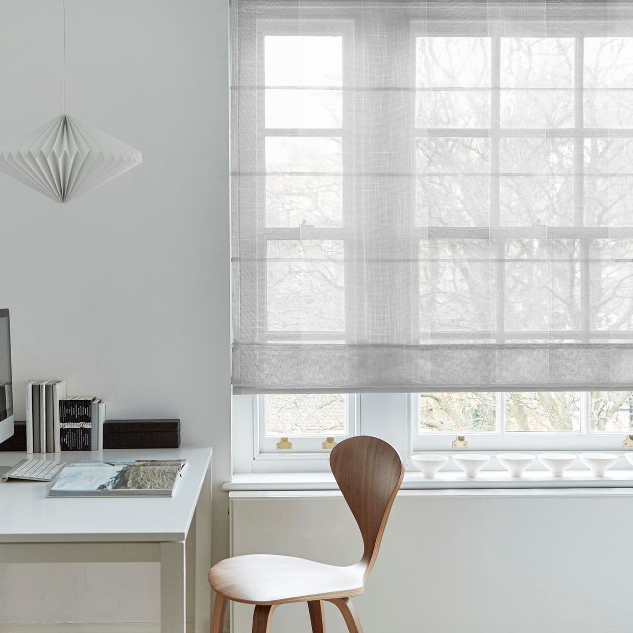 Orford White Voile Roman Blind