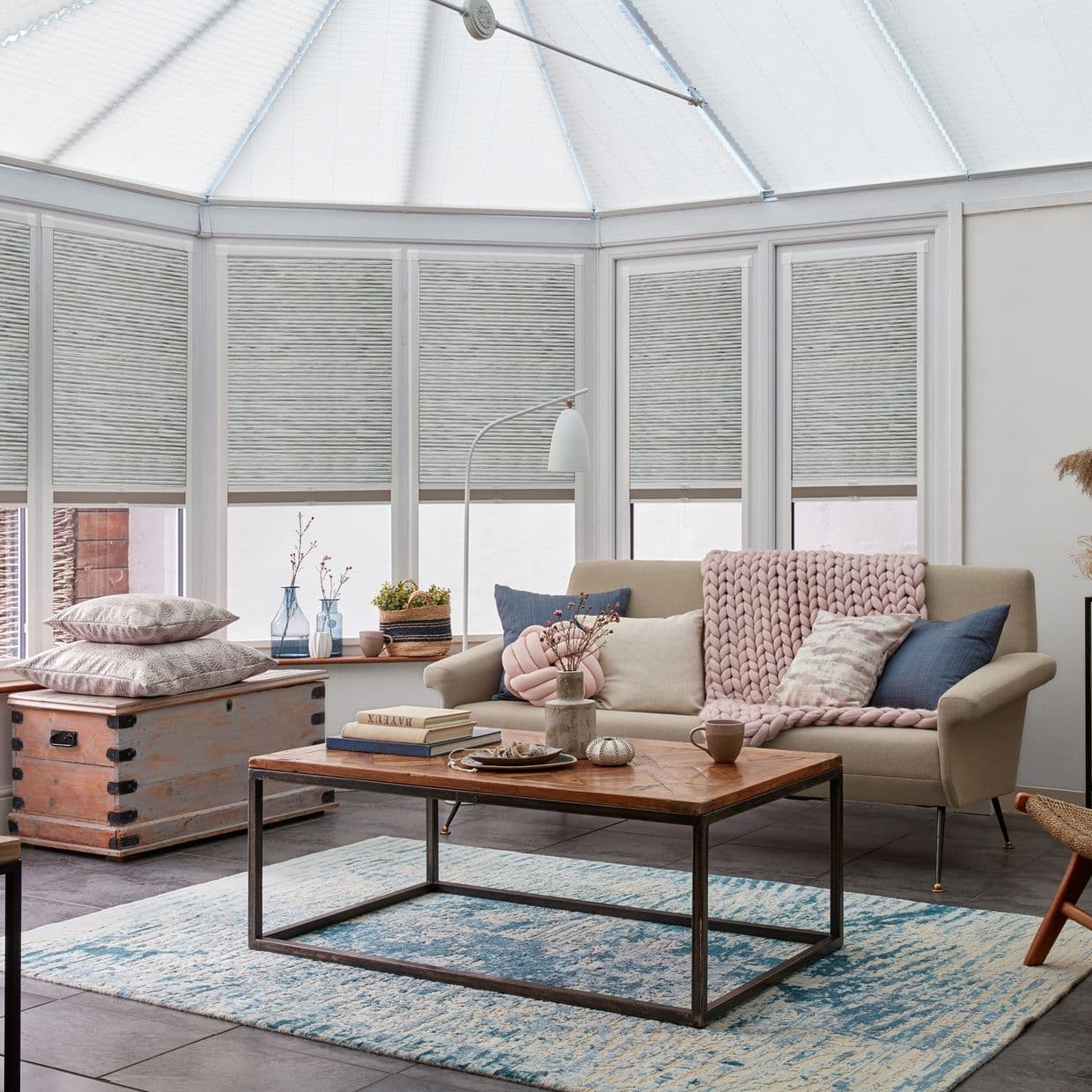 Thermashade Sisal Blackout Ash Conservatory Side Pleated Blind